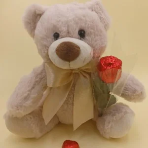 Urso com Rosa de Chocolate