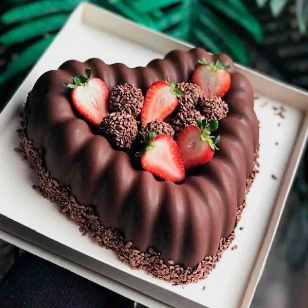 Forma Ballerine Coração Decorado bolo chocolate