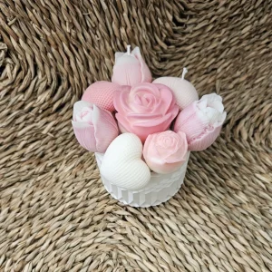Jarra em gesso, com velas de cera soja natural