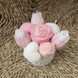Jarra em gesso, com velas de cera soja natural perfumadas