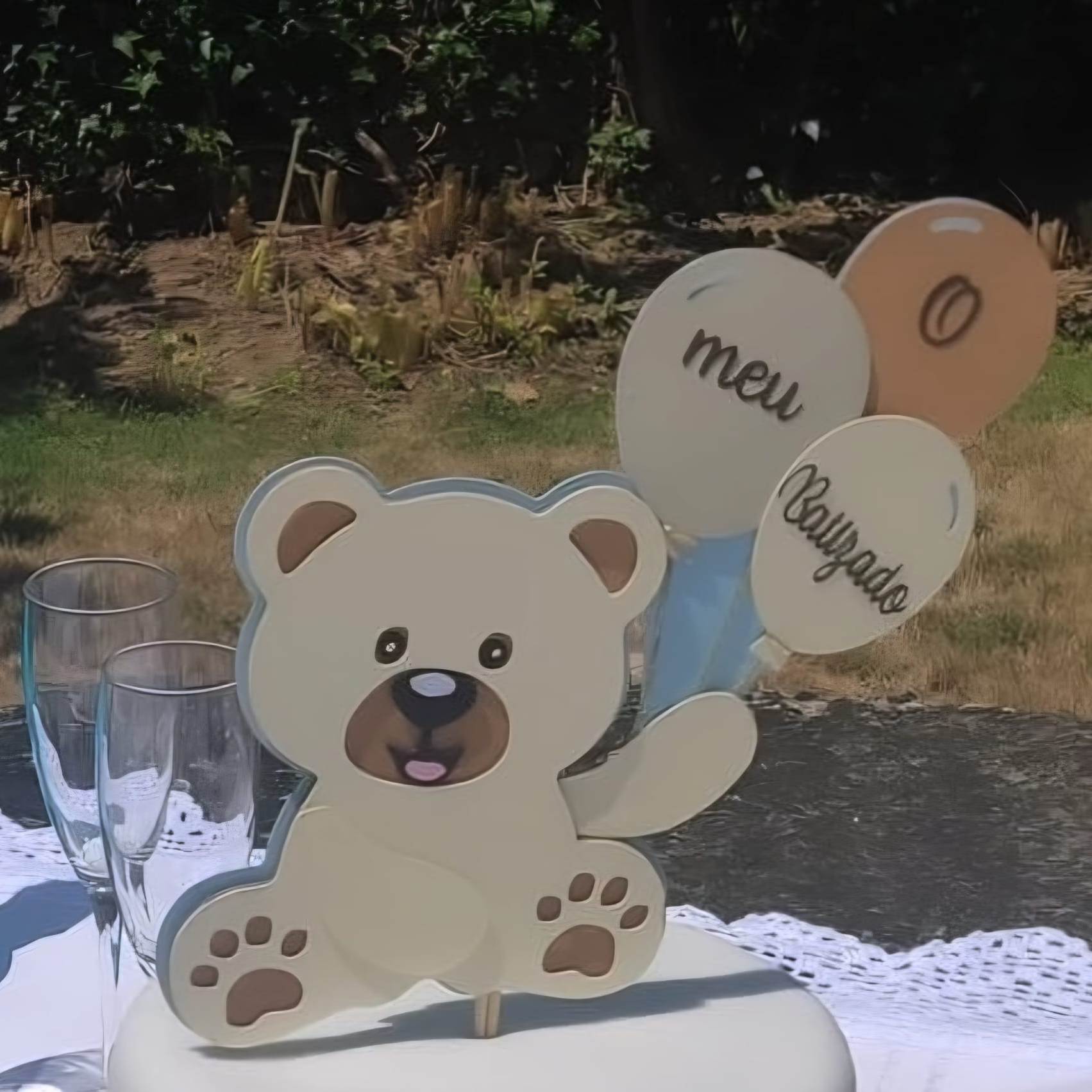 Topper "O Meu Batizado" letras em vinil com montagem