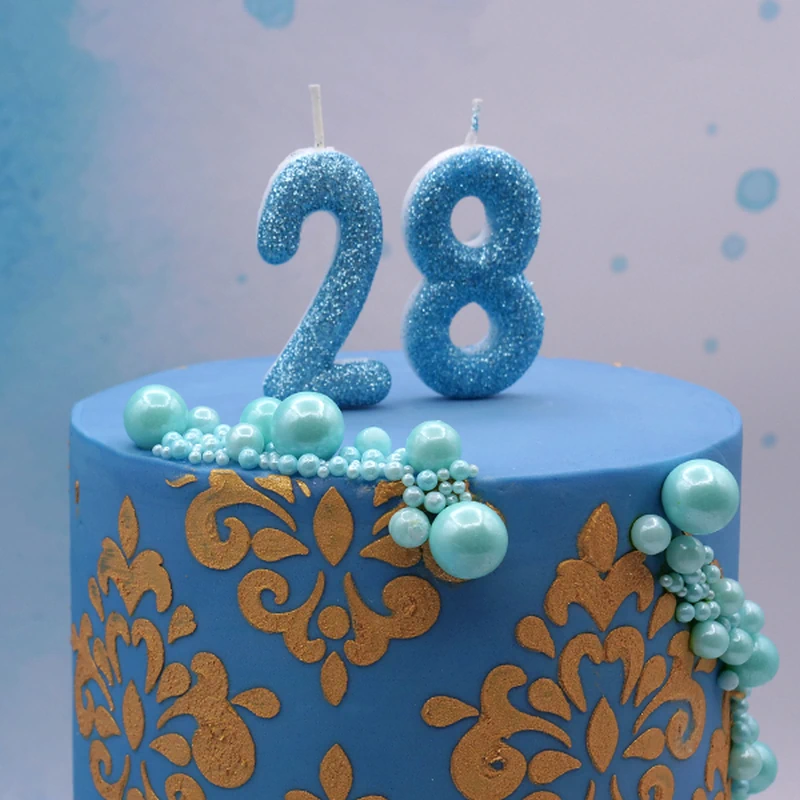 Vela Números Glitter Azul_Bolo