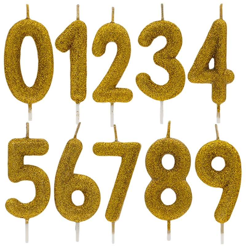 Vela Números Glitter Ouro