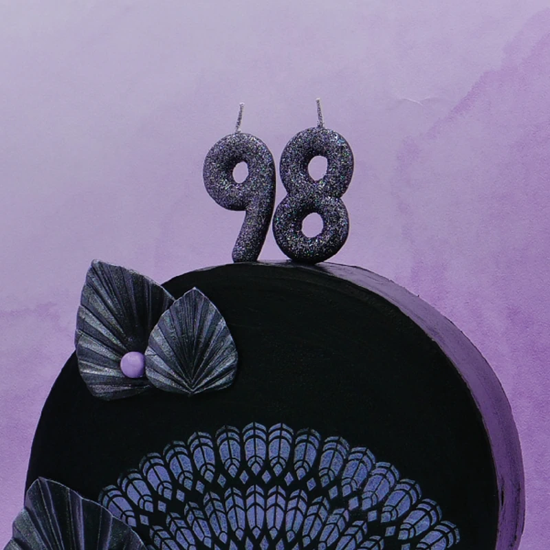 Vela Números Glitter Preto Bolo